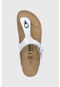 Birkenstock Gizeh BF Japonki damskie. Okazja: na co dzień. Kolor: srebrny. Materiał: skóra, materiał. Sezon: lato. Styl: casual, elegancki, klasyczny #4