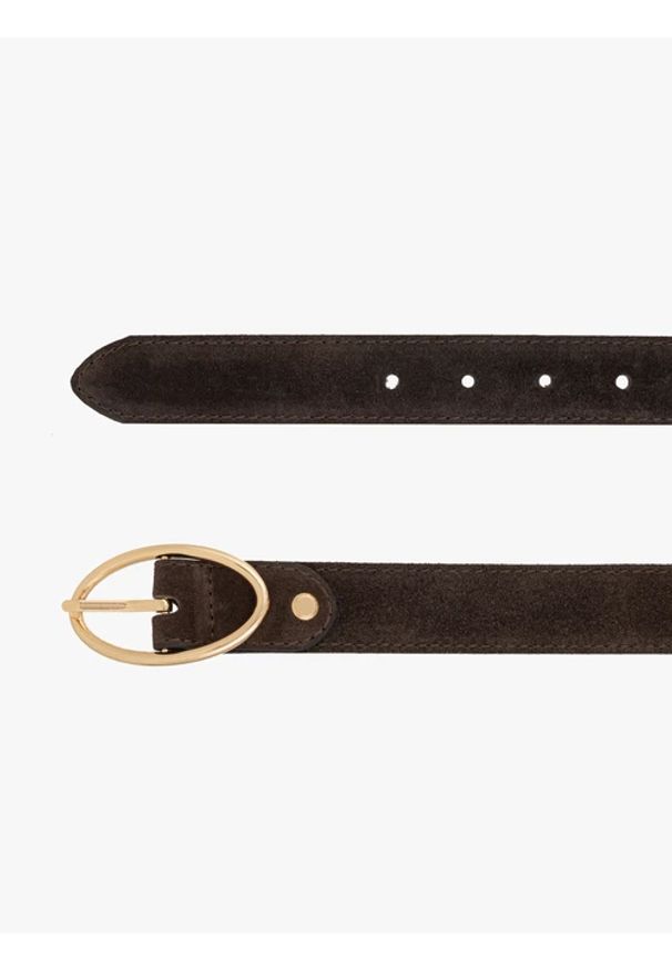 Ryłko - Brązowy pasek ze skóry welurowej. Kolor: brązowy. Materiał: welur, skóra