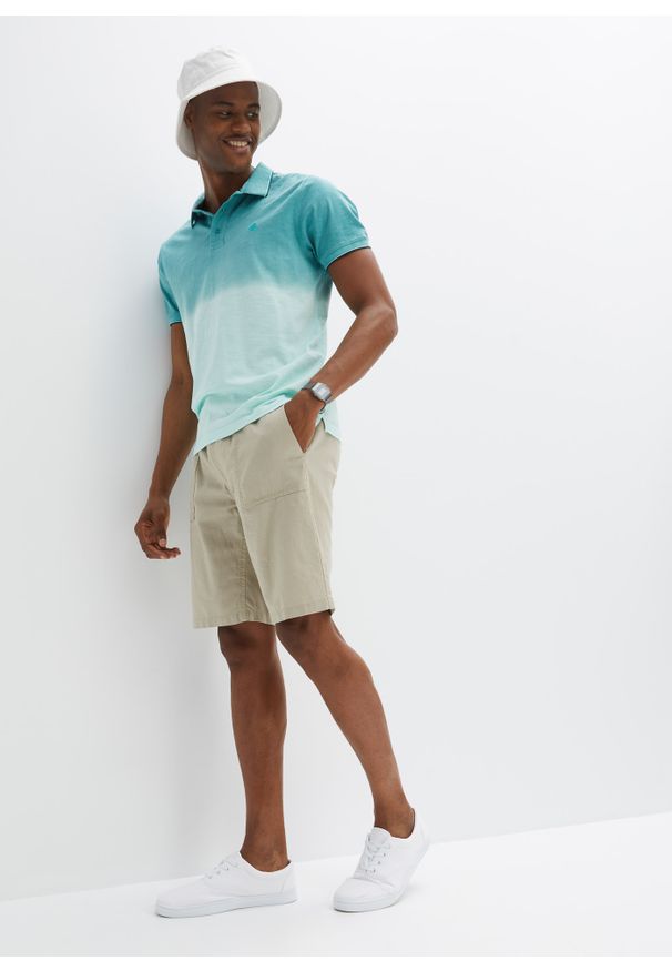 bonprix - Shirt polo z czystej bawełny. Typ kołnierza: polo. Kolor: niebieski. Materiał: bawełna