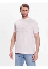 Karl Lagerfeld - KARL LAGERFELD T-Shirt Crew Neck 755053 532224 Różowy Regular Fit. Typ kołnierza: dekolt w karo. Kolor: różowy. Materiał: bawełna