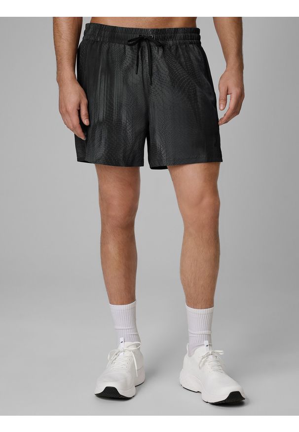 4f - 4F Spodenki plażowe boardshorty męskie - czarne 3XL. Kolor: czarny. Materiał: tkanina, skóra, materiał