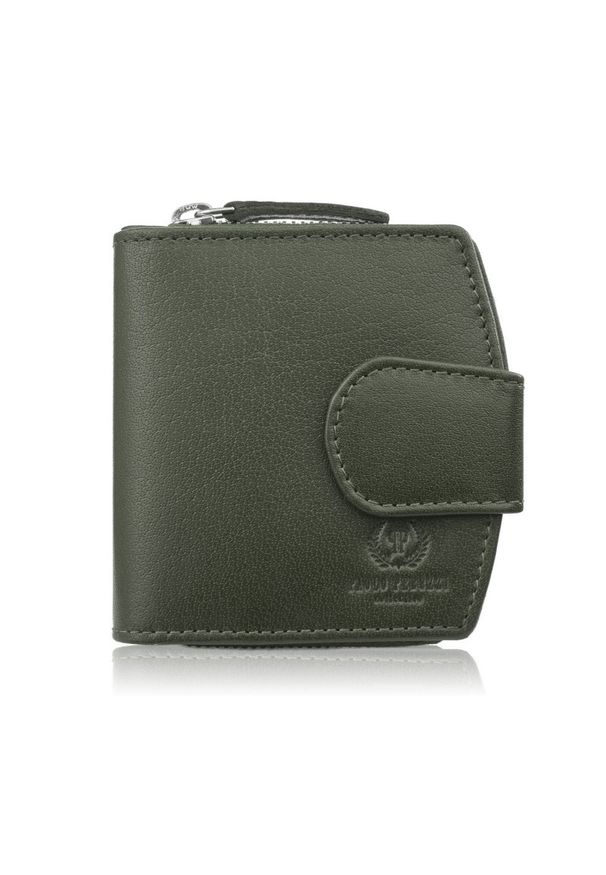 PAOLO PERUZZI - Portfel damski skórzany mała portmonetka RFID Paolo Peruzii AL-24-GB. Kolor: zielony. Materiał: skóra