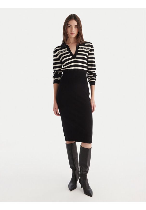 Liu Jo Sukienka dzianinowa TF5215 MS63L Czarny Regular Fit. Kolor: czarny. Materiał: syntetyk