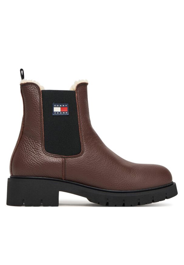 Tommy Jeans Sztyblety Tjw Chelsea Boot Wl EN0EN02826 Brązowy. Kolor: brązowy. Materiał: skóra