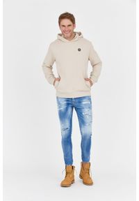 Philipp Plein - PHILIPP PLEIN Beżowa męska bluza hexagon z kapturem, Rozmiar M. Typ kołnierza: kaptur. Kolor: beżowy #5
