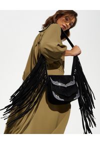 ALEXANDRE VAUTHIER - Czarna torebka z frędzlami Jane. Kolor: czarny. Wzór: aplikacja