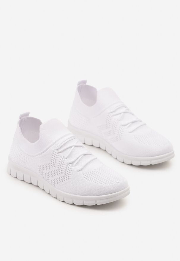 Born2be - Białe Buty Sportowe Sneakersy z Siateczkową Cholewką Turiselle. Okazja: na co dzień. Kolor: biały. Materiał: jeans. Szerokość cholewki: normalna. Sport: fitness