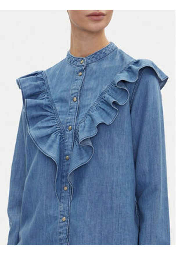 Pepe Jeans Koszula jeansowa Katia PL305092 Niebieski Regular Fit. Kolor: niebieski. Materiał: bawełna