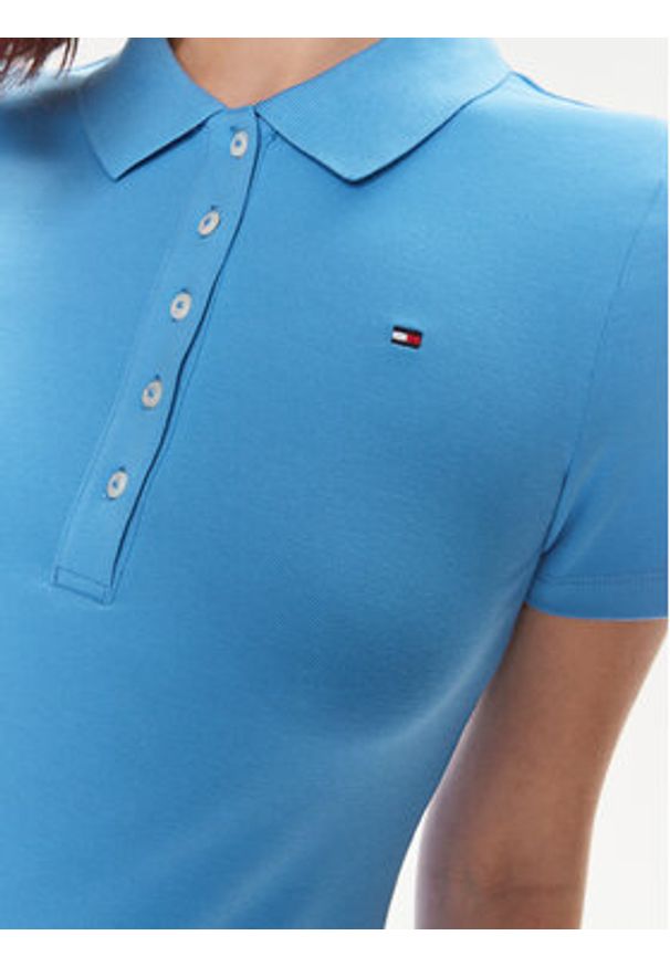 TOMMY HILFIGER - Tommy Hilfiger Sukienka codzienna 1985 WW0WW37853 Niebieski Slim Fit. Okazja: na co dzień. Kolor: niebieski. Materiał: bawełna. Typ sukienki: proste. Styl: casual