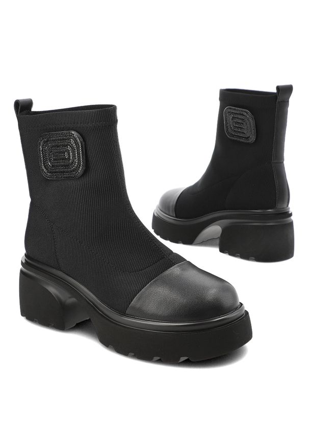 Czarne Botki Artiker Eleganckie Obuwie Damskie. Okazja: na co dzień. Kolor: czarny. Materiał: nubuk. Szerokość cholewki: normalna. Obcas: na obcasie. Styl: elegancki. Wysokość obcasa: wysoki