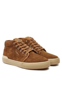 Pepe Jeans Sneakersy Ben Top PMS31051 Brązowy. Kolor: brązowy. Materiał: zamsz, skóra #4