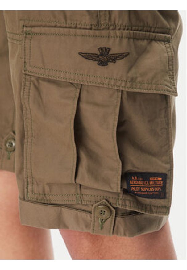 Aeronautica Militare Szorty materiałowe 251BE250CT3501 Khaki Regular Fit. Kolor: brązowy. Materiał: bawełna