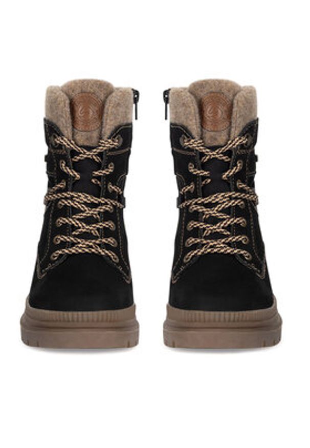 Remonte Trzewiki D0C77-02 Czarny. Kolor: czarny. Materiał: skóra, zamsz