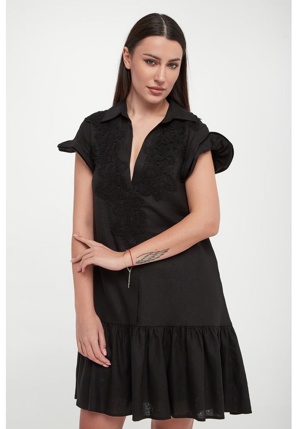 Ermanno Firenze - Sukienka lniana mini ERMANNO FIRENZE. Materiał: len. Długość: mini