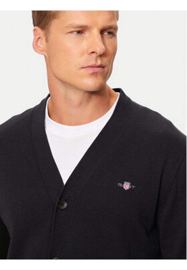GANT - Gant Kardigan 8030556 Czarny Regular Fit. Kolor: czarny. Materiał: bawełna