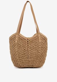 Born2be - Ciemnobeżowa Torebka na Ramię z Plecionki w Stylu Boho Liramirae. Kolor: beżowy. Sezon: lato. Styl: boho. Rodzaj torebki: na ramię