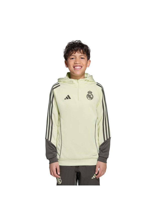 Adidas - Dziecięca bluza z kapturem Real Madrid 2025/26. Typ kołnierza: kaptur. Kolor: zielony. Sport: piłka nożna
