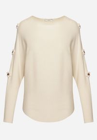 Born2be - Beżowy Sweter z Wiskozą i Wycięciami przy Rękawach Evancia. Okazja: na co dzień, na spotkanie biznesowe, do pracy. Kolor: beżowy. Materiał: wiskoza. Styl: klasyczny, elegancki, biznesowy, casual