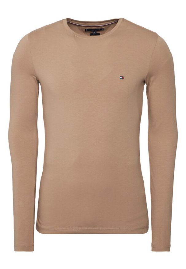 TOMMY HILFIGER - Tommy Hilfiger Longsleeve MW0MW10804 Beżowy Slim Fit. Kolor: beżowy. Materiał: bawełna. Długość rękawa: długi rękaw