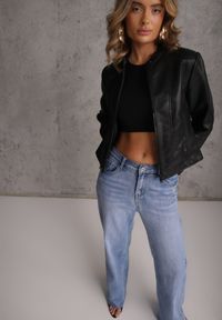 Renee - Niebieskie Bawełniane Jeansy High Waist z Szerokimi Nogawkami Zaeherris. Stan: podwyższony. Kolor: niebieski. Styl: elegancki #1