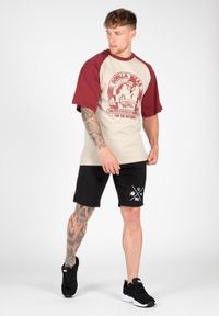 GORILLA WEAR - Logan Duże rozmiary Koszulka - Beżowy/Czerwony. Kolor: czerwony, beżowy, wielokolorowy. Materiał: bawełna. Wzór: nadruk. Sport: fitness