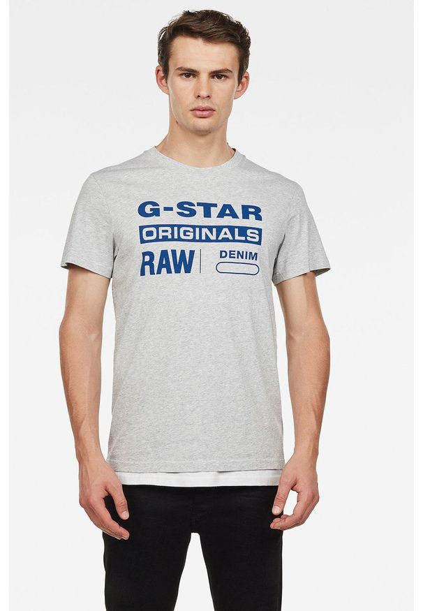 G-Star RAW - G-Star Raw - T-shirt. Kolor: szary. Materiał: materiał. Wzór: nadruk