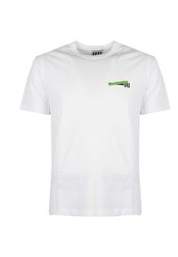 Les Hommes T-shirt "Urban Zone" | UHT204700P | Urban Zone | Mężczyzna | Biały, Zielony. Okazja: na co dzień. Kolor: zielony, biały, wielokolorowy. Materiał: bawełna. Wzór: nadruk. Styl: casual