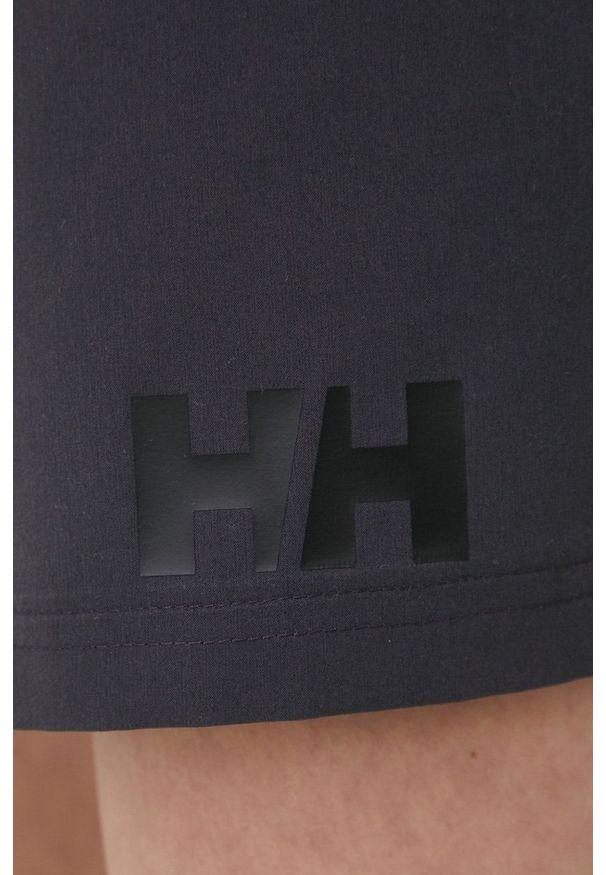 Helly Hansen szorty outdoorowe damskie kolor szary gładkie high waist. Stan: podwyższony. Kolor: szary. Materiał: materiał. Wzór: gładki