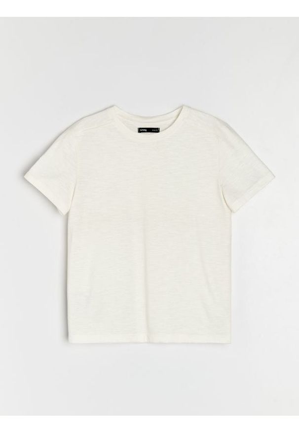 Sinsay - Melanżowa koszulka - kremowy. Kolor: kremowy. Wzór: melanż