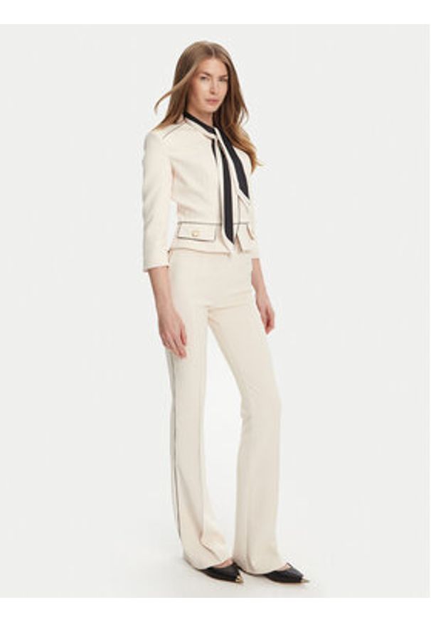 Elisabetta Franchi Spodnie materiałowe PA-084-51E2 Écru Regular Fit. Materiał: syntetyk