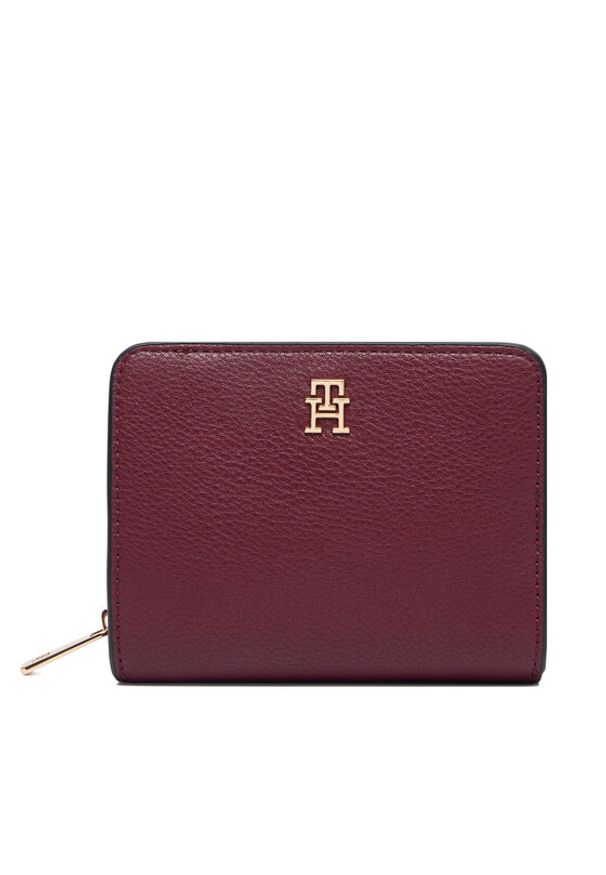 TOMMY HILFIGER - Tommy Hilfiger Portfel Th Icon Med Za W/ Flap Seasonal AW0AW18758 Bordowy. Kolor: czerwony. Materiał: skóra