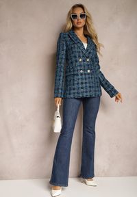 Renee - Niebieska Tweedowa Marynarka Dwurzędowa Zapinana na Biżuteryjne Guziki Nallet. Kolor: niebieski. Materiał: materiał. Styl: retro, elegancki #5
