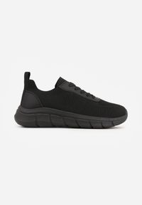 Born2be - Czarne Dzianinowe Sneakersy na Grubej Podeszwie ze Żłobieniami Enolora. Okazja: na co dzień, na spacer. Kolor: czarny. Materiał: dzianina. Szerokość cholewki: normalna. Sport: turystyka piesza, fitness #8