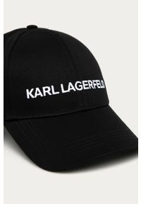 Karl Lagerfeld - Czapka. Kolor: czarny. Materiał: bawełna, materiał. Wzór: aplikacja #3