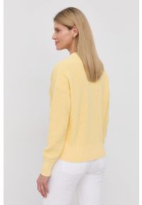 Hugo - HUGO kardigan bawełniany damski kolor żółty. Kolor: żółty. Materiał: bawełna #3