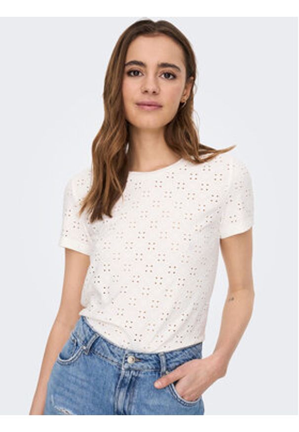 JDY T-Shirt 15158450 Biały Regular Fit. Kolor: biały. Materiał: syntetyk