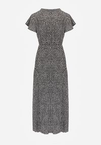 Renee - Czarna Rozkloszowana Sukienka Maxi z Plisowanym Dołem i Gumką w Pasie Horia. Typ kołnierza: dekolt kopertowy. Kolor: czarny. Sezon: wiosna, lato. Typ sukienki: kopertowe. Długość: maxi #2