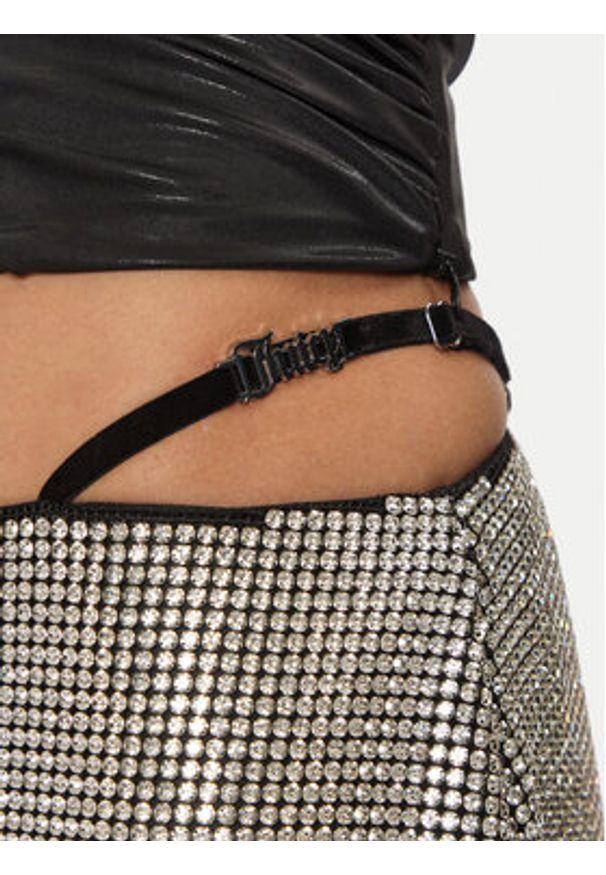 Juicy Couture Spódnica mini Chainmail JCMGS223261 Srebrny Slim Fit. Kolor: srebrny. Materiał: syntetyk