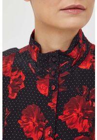 The Kooples koszula jedwabna kolor czarny regular ze stójką. Typ kołnierza: kołnierzyk stójkowy. Kolor: czarny. Materiał: jedwab. Długość rękawa: długi rękaw. Długość: długie #4