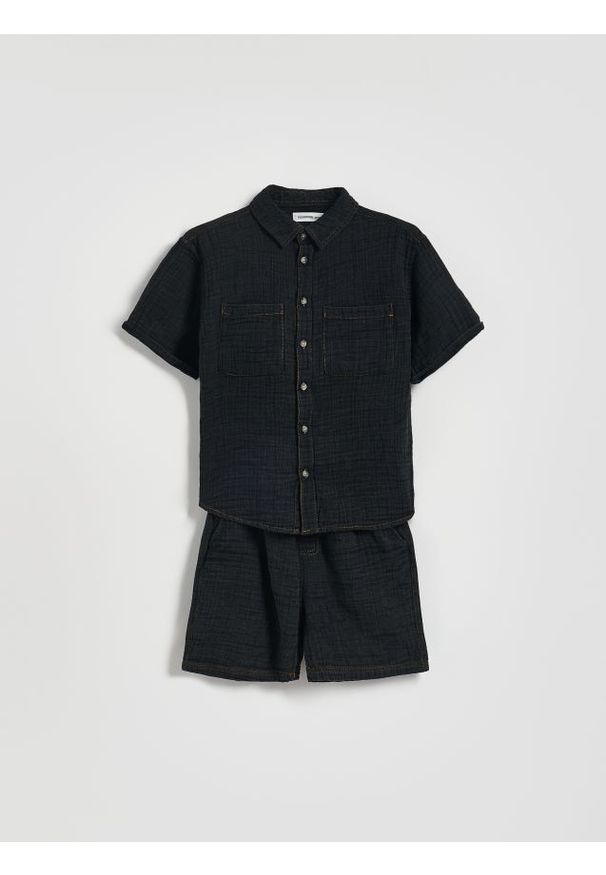 Reserved - Bawełniany komplet - czarny. Kolor: czarny. Materiał: bawełna