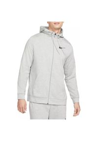 Bluza Męska Rozpinana z Kapturem Nike Dri-FIT Full Zip. Typ kołnierza: kaptur. Kolor: szary. Technologia: Dri-Fit (Nike). Sport: fitness