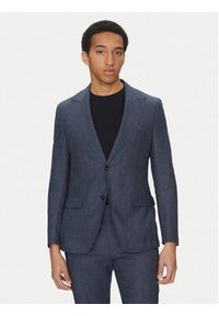BOSS Garnitur C-Huge-Peak-252 50540764 Granatowy Slim Fit. Kolor: niebieski. Materiał: len, wiskoza #5