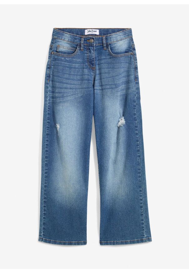 bonprix - Dżinsy wide leg, mid waist. Kolor: niebieski