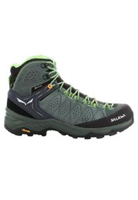 Buty trekkingowe męskie Salewa MS Alp 2 Mid Gtx. Wysokość cholewki: za kostkę. Zapięcie: bez zapięcia. Kolor: zielony. Materiał: skóra. Szerokość cholewki: normalna