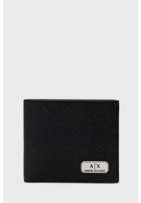Armani Exchange Portfel skórzany męski kolor czarny. Kolor: czarny. Materiał: skóra. Wzór: gładki