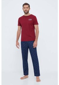 TOMMY HILFIGER - Tommy Hilfiger t-shirt lounge bawełniany kolor bordowy melanżowy. Kolor: czerwony. Materiał: bawełna. Długość rękawa: krótki rękaw. Długość: krótkie. Wzór: melanż. Styl: klasyczny #5