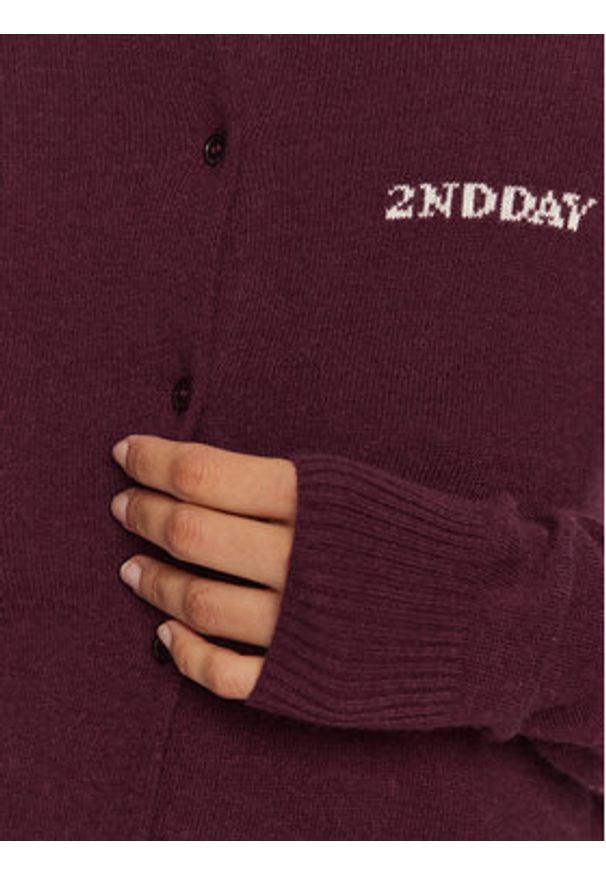 2NDDAY Kardigan Vinny 2245341408 Bordowy Regular Fit. Kolor: czerwony. Materiał: wiskoza