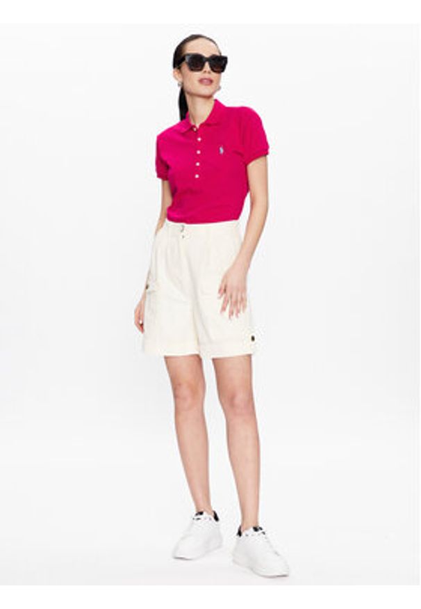 Polo Ralph Lauren Polo 211870245034 Różowy Slim Fit. Typ kołnierza: polo. Kolor: różowy. Materiał: bawełna