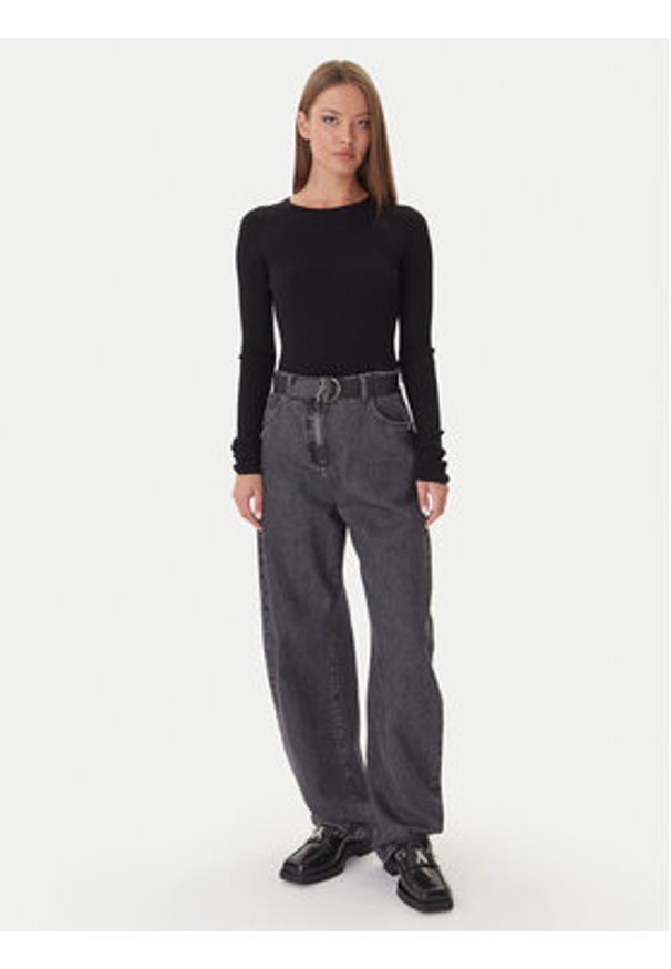 Patrizia Pepe Sweter 2K0337/K7S0-K103 Czarny Slim Fit. Kolor: czarny. Materiał: wiskoza