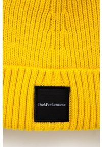 Peak Performance Czapka kolor żółty. Kolor: żółty. Materiał: dzianina